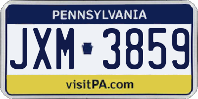 PA license plate JXM3859