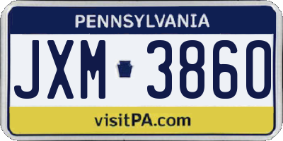 PA license plate JXM3860
