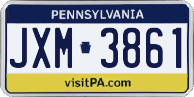 PA license plate JXM3861