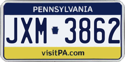 PA license plate JXM3862