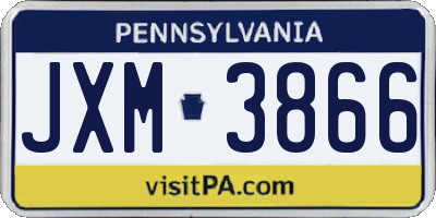 PA license plate JXM3866