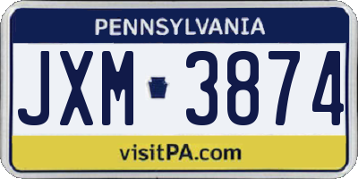 PA license plate JXM3874