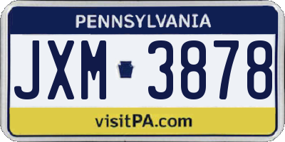PA license plate JXM3878