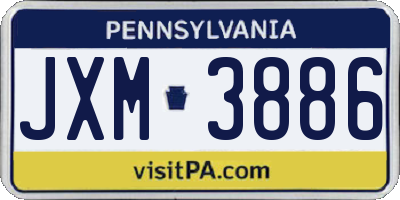 PA license plate JXM3886