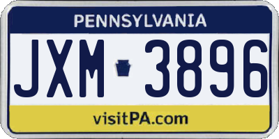PA license plate JXM3896