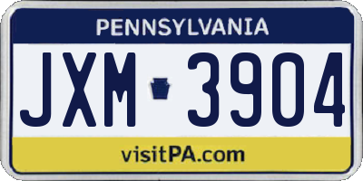 PA license plate JXM3904