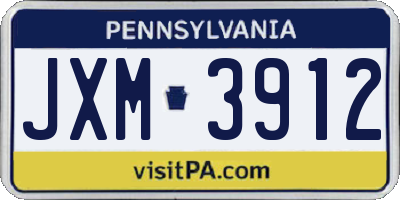 PA license plate JXM3912