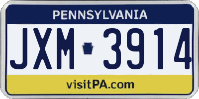 PA license plate JXM3914