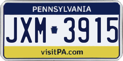 PA license plate JXM3915