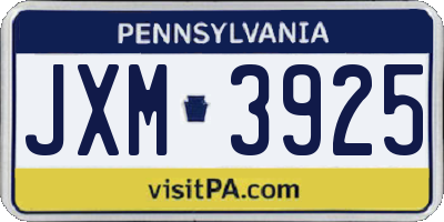 PA license plate JXM3925