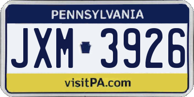 PA license plate JXM3926
