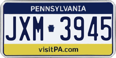PA license plate JXM3945