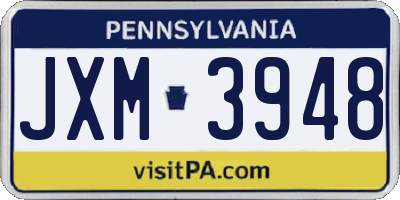 PA license plate JXM3948