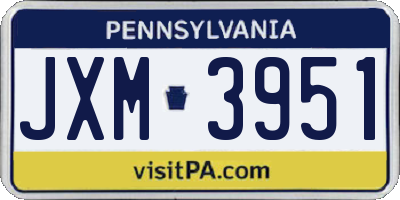 PA license plate JXM3951