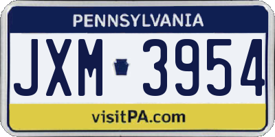 PA license plate JXM3954