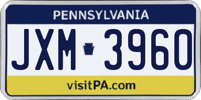 PA license plate JXM3960