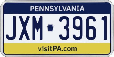 PA license plate JXM3961