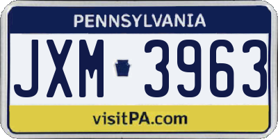 PA license plate JXM3963