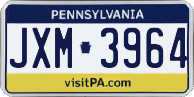 PA license plate JXM3964