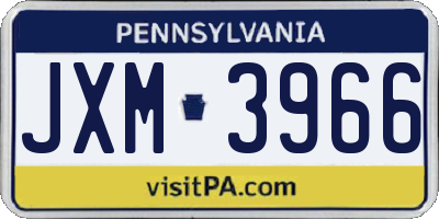 PA license plate JXM3966