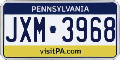 PA license plate JXM3968