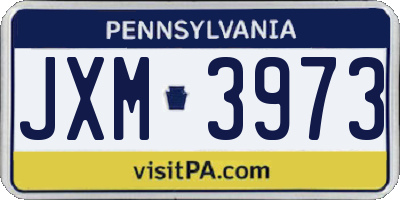 PA license plate JXM3973