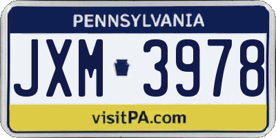 PA license plate JXM3978