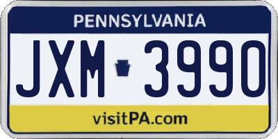 PA license plate JXM3990