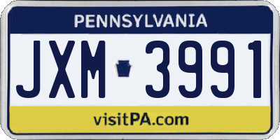 PA license plate JXM3991