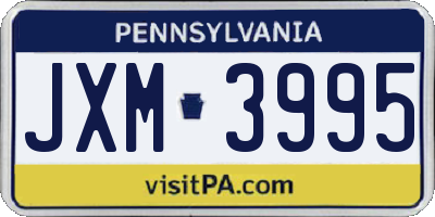 PA license plate JXM3995