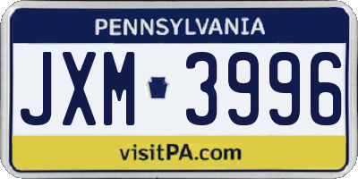 PA license plate JXM3996