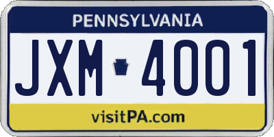 PA license plate JXM4001