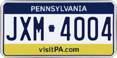 PA license plate JXM4004