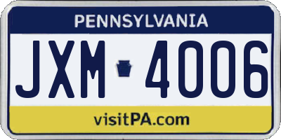 PA license plate JXM4006