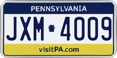 PA license plate JXM4009