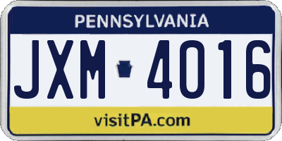 PA license plate JXM4016