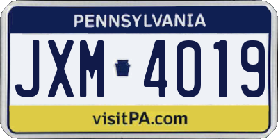 PA license plate JXM4019