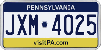 PA license plate JXM4025