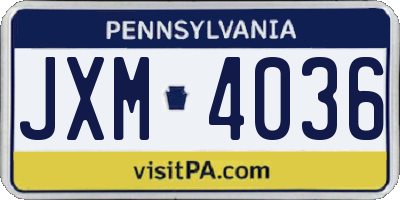 PA license plate JXM4036