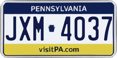 PA license plate JXM4037