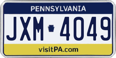 PA license plate JXM4049