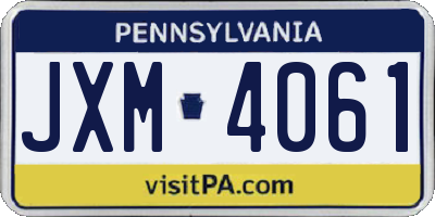 PA license plate JXM4061