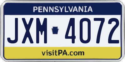 PA license plate JXM4072