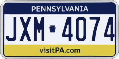 PA license plate JXM4074