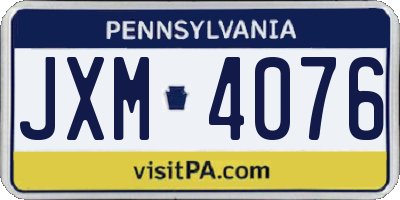 PA license plate JXM4076