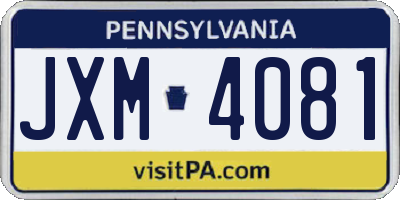 PA license plate JXM4081