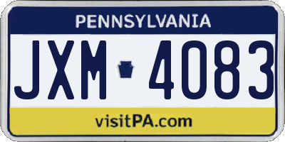 PA license plate JXM4083