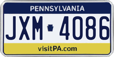 PA license plate JXM4086