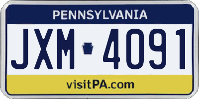 PA license plate JXM4091