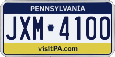 PA license plate JXM4100